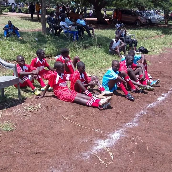 Girls playing football